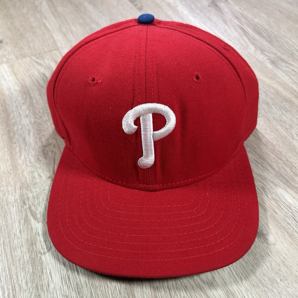 VTG New Era Philadelphia Phillies Snapback Hat MLB Baseball Red Wool Cap USA